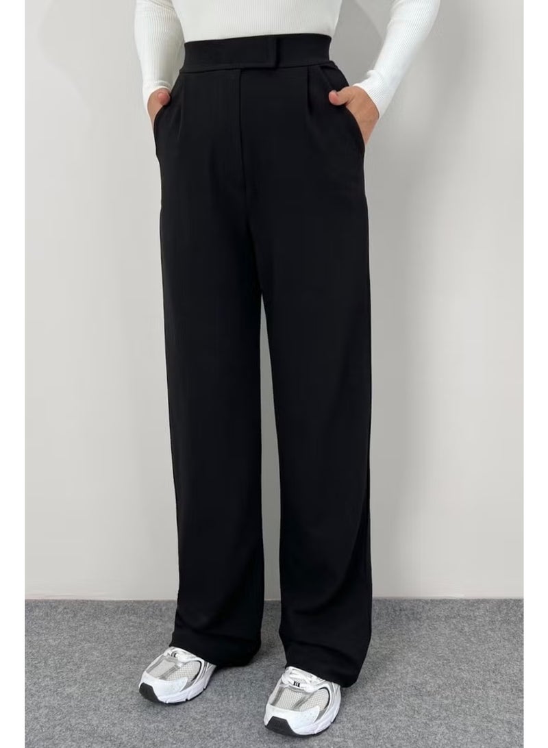 Ritnice Line Women's Lycra Velcro Closure Black Palazzo Trousers - Image 1